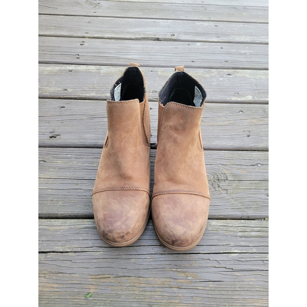 Sorel Evie Chelsea Boots Brown Leather Suede Waterproof Hidden Wedge Size 9 - Picture 6 of 9